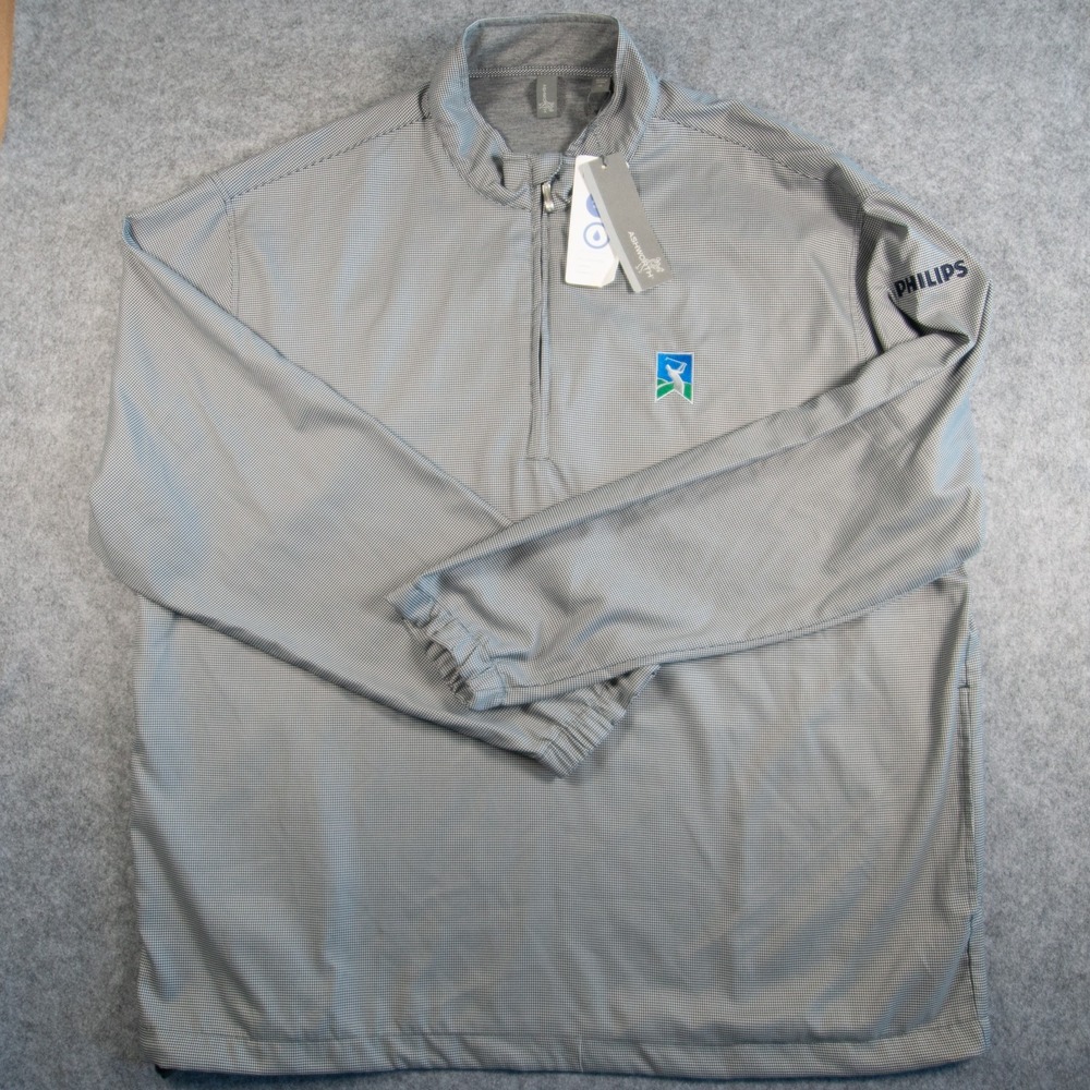 NWT Ashworth Golf Pullover Jacket Men's XL Quarter Zip Houndstooth Gray